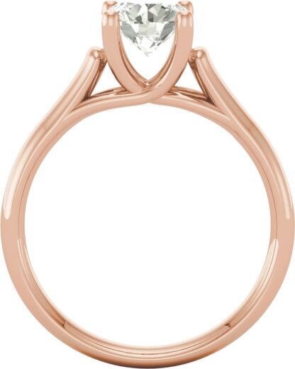 Anillo de compromiso solitario de Moissanita en oro rosa de 14K - Imagen 2