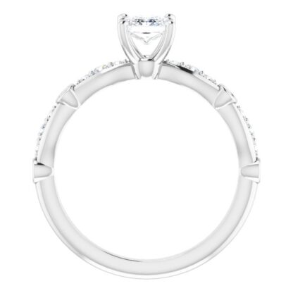 Anillo de compromiso de Diamante Natural y Circonia Cúbica en Oro Blanco de 10K - Imagen 2