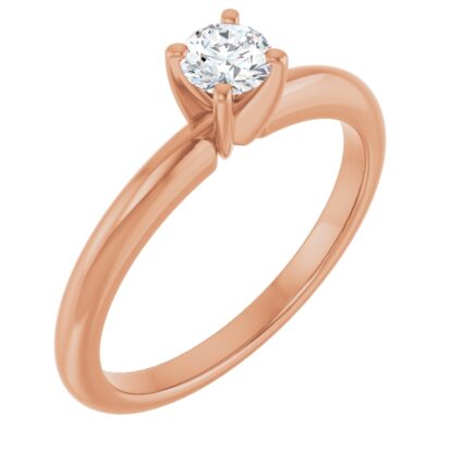 Anillo de compromiso Moissanita Forever One redondo 4 mm oro rosa 14K